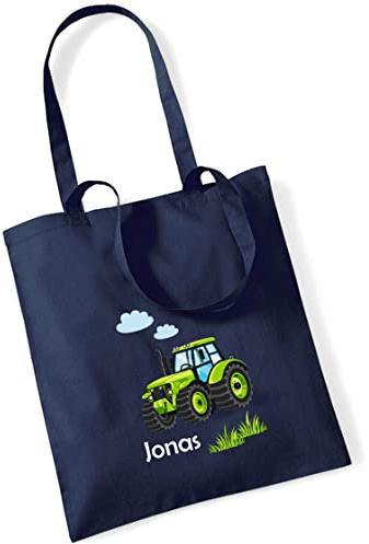 minimutz Jutebeutel Jungen Traktor Trekker | Stofftasche aus Baumwolle Kinder | Kinderbeutel Tragetasche für Kita Kindergarten Wechselwäsche