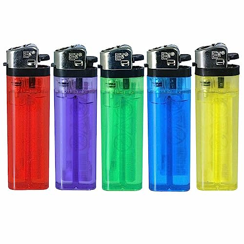 ONE 5 x Disposable Lighters | Child Safe Windproof Lighter with Adjustable Flame | Pocket-friendly & Long-lasting | Small Utility Lighter (Pack of 5)