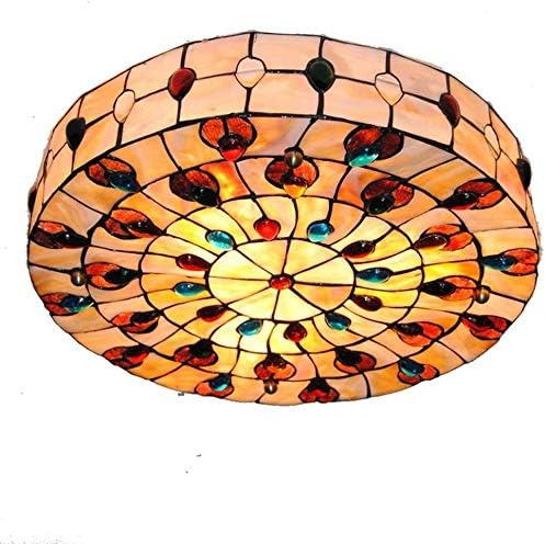 Ø45CM Retro Küchenlampen Deckenleuchte Elegant Runde Bunten Shell Design Lampenschirm Deckenlampe für Wohnzimmer Schlafzimmer Esszimmer Balkon Villen Loft Korridor Flur Deckenleuchten Beleuchtung
