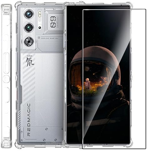 ZjoOoj Cover per ZTE Nubia Red Magic 9 Pro con 1 Pezzi Pellicola Vetro Temperato, Anti Ingiallimento Custodia,Antiurto, Anti-Graffio (Trasparente)