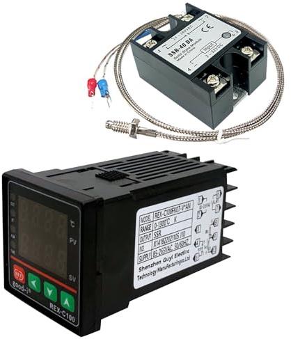 Digital Temperaturregler, 0-1300 ℃ PID Regler Thermostat mit K Sensoreingangsrelais, Digital Intelligente Thermostat Relais Ausgang, Alarm PID Temperaturregler Kits (A)
