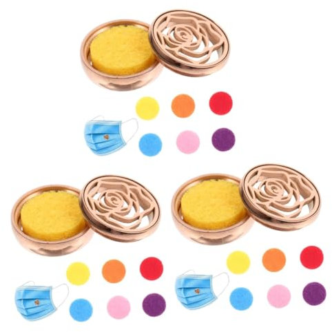 FOMIYES 3 Sätze Duft Schnalle Gesichtsmaske Stainless Steel rosenkranz Gold Maskenbelüftung Baumwollpad Watte Pads empfindlich Aromatherapie Aromazerstäuber Diffusor Clip Baumwollblatt