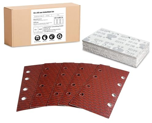 35 Pezzi Abrasivi Carta Vetrata 93 x 185mm, 8 Fori Grana 180, per Levigatrice Rettangolare Carta Vetrata Legno Carta Abrasiva per Ricambi Levigatrice Orbitale