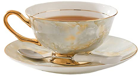 SGeneE Tea Cup Saucer Set, Bone Porcelain Creative Tea Set for Breakfast Afternoon Tea, Coffee Cup for Breakfast Home Kitchen, 150 Ml,B (B)