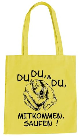 Du Mitkommen Saufen Baumwolltasche - Alkohol Bier Mallorca Wodka Vodka Gelb