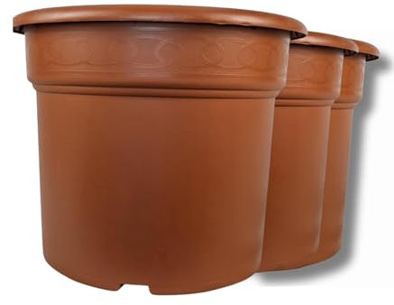 GROWMANIA Pack x3 Maceta Marrón 35L para Plantas | Macetero Decorativo Pequeño para Interior y Exterior | Tiesto para Cultivos