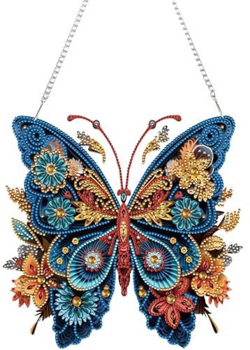 Aikeis Diamant-Gemälde-Anhänger-Set, Blauer Schmetterling, Kristall, Acryl, Edelstein, Gemälde, Kunst, Dekoration, Panel, modisches Dekorationsset