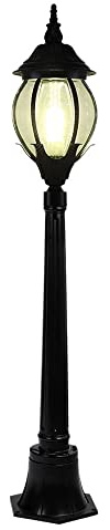 European Traditional Post Lamp, Victoria Antique Waterproof Glass Lantern Column Lamp Vintage Lawn Garden Landscape Park Pole Lights Outdoor Floor Lamp Aluminum Street Post Light Stadium