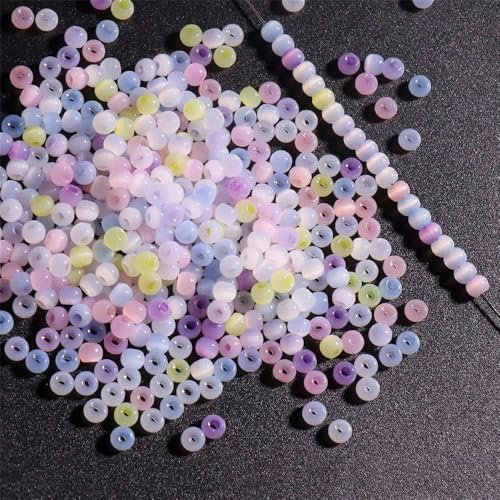 HBKUHIUT 130 Stück 0,4 cm Perlen 6/0 Rocailles Perlen zur Herstellung von DIY-Schmuck, Charm-Armband, Halskettenzubehör-Macaron1-0,4 cm 130 Stück