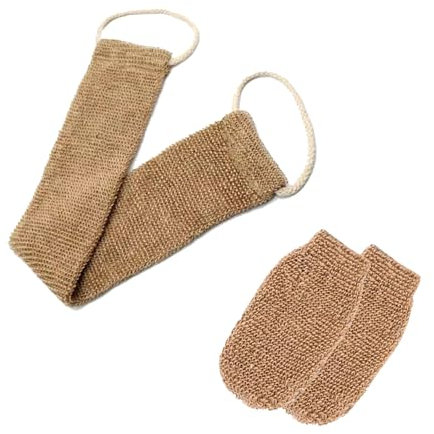 Rückenschrubber Natürliche Duschrückseite mit langem Schrubbtuch, Schrubbrückseite Schrubbhandschuhe, Saunahandschuhe für Dusche, Rückenwäscher Peeling Scrubber, Rückenbürste Rundum-Reinigung