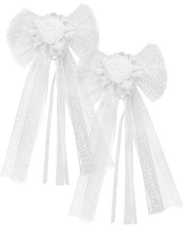 Beaupretty Hochzeitsschleifen-Dekorationen 2er-Set Große Schleifen für Die Autodekoration Schleifen für Den Gang Elegante Hochzeitsdekoration