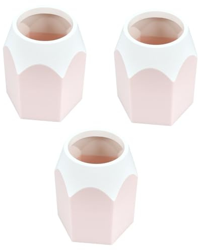 Lurrose 3 Pièces organisateur de crayon stylos à encre gel cactus porte-stylo pour bureau pots à crayons bureautique accessoires makeup brush holder stylo contenant pot à crayons rose
