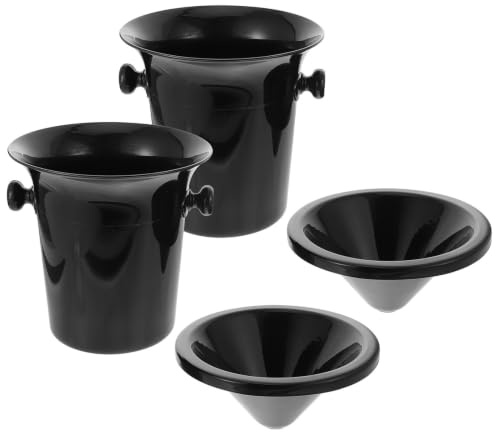 MAGICLULU Crachoir à Vin Noir 2 Pièces en Pp, Seau à Glace Rond à Double Oreilles, Accessoire de Dégustation de Vin pour Caves et Expositions