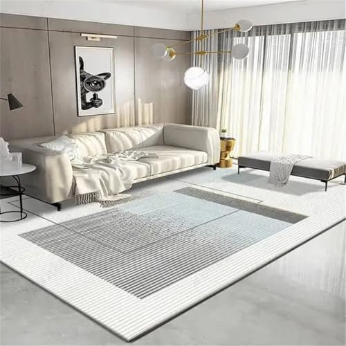RUGMRZ Flickenteppich Waschbar Teppich Für Balkon Wetterfest Grau einfache Linie Dekoration Wohnzimmer Schlafzimmer verschleißfest Non-Fading Kleiner 120X160CM