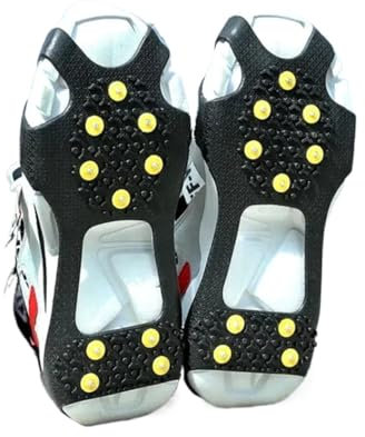 1 Paar 10 Noppen Schnee Eis Kralle Klettern Anti-Rutsch-Spikes Griffe Steigeisen Stollen Sport Schuhüberzug für Damen Herren Stiefel Abdeckung rutschfest L (40-43))