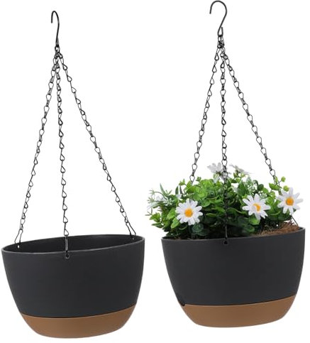 Toddmomy 2satz Hängende Pflanzenampel Selbstbewässernde Blumentöpfe Mit Ablaufschlitzen Wandpflanzgefäße Für Innen Und Außenbereich Für Blumen Und Grünpflanzen Tiefgrau Mittlere