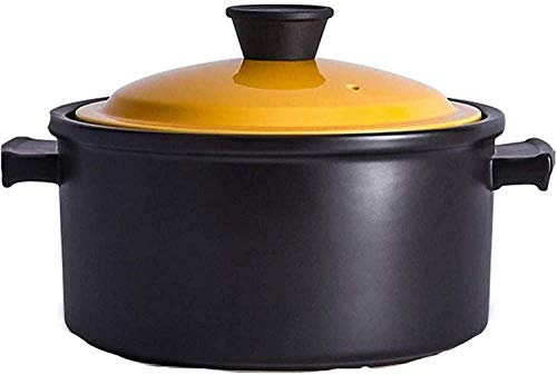 CRBUDY Cazuelas Cazuela De Barro Olla para Estofado De Terracota Cazuela De Cerámica: La Quema En Seco No Se Grieta, Segura Y, Nutrición Y Salud (Capacidad Amarilla 4.5L)