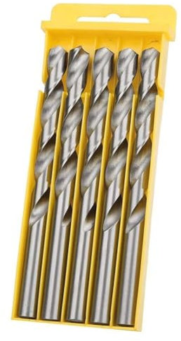 Jeu de forets, 5 pièces de forets hélicoïdaux, foret hélicoïdal à tige droite, tige droite haute en acier à 3 points, forets électriques pour céramique, plastique, bois, verre, métal