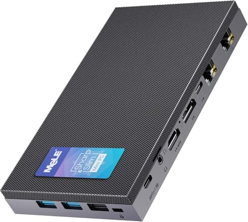 MeLE QuieterDL Mini PC, Dual LAN 2.5G, Fanless Mini Computer N100, 16GB LPDDR4x 4266MHz, 512GB Storage, with Windows 11 Pro, USB-C Multi-Function, Triple 4K Display