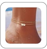 ZHESHY Fußkettchen Damen Silber 925 Gold Herz Buchstaben Fussketten | Wasserfest 14K Gold Fußkette,Layered CZ A-Z Initial Fussketten Frauen, Verstellbar Boho,Sommer Strand Fußschmuck,Geschenke