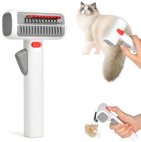 2-in-1 Haustier Selbstentwirrender & Fellpflegekamm für Hunde & Katzen, Professionelles Enthaarungswerkzeug mit Unterfellrechen, Entfernt Verfilzungen, Knoten & Lose Haare für Lang- & Kurzhaar