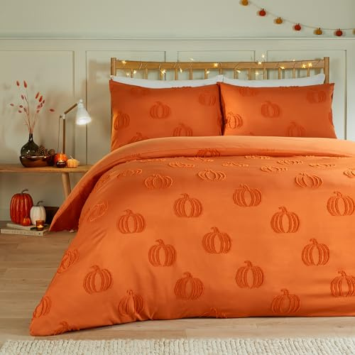 Duvet Day Pumpkin Fields Bettbezug-Set – Ultraweiche, gemütliche getuftete Herbstbettwäsche (Mehrfarbig – Kingsize)