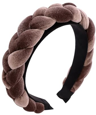 Generisch Trachten Haarreif, Dirndl Haarreif Damen Breit Haarreifen Geflochten Haarschmuck Samt Trachtenhaarreif Mode Stirnband Haare Schmuck Mädchen Teenager, Coffee