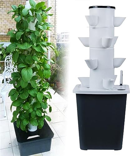 Hydroponics Tower Garden Sistema di Coltivazione idroponica - Coltivare Erbe, Frutta e Verdura con Timer, Pompa e vasi a Rete, Kit aeroponica per la casa,N (Size:20holes)