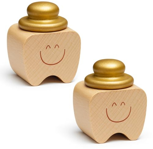 JYNVO 2 pezzi Caja Dientes de Leche Niña, Madera para Guardar, Caja de Dientes de Leche,Recuerdos de Dientes Lindos, Borde Liso Guardar, Regalo para Niña Niño