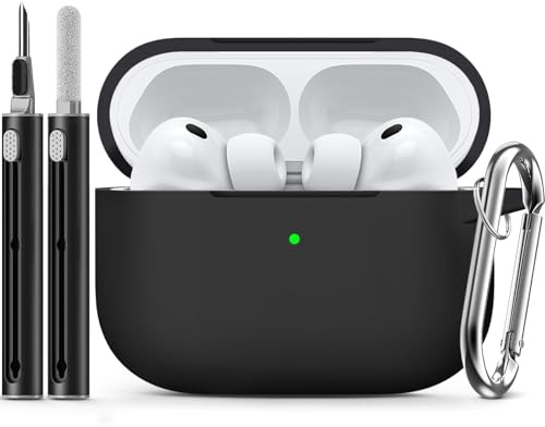 Inesore Compatible with AirPods Pro 3 Case with Cleaning Kit, Silicone Protective Case Cover for Apple Air Pods Pro 3rd (2025), Unisex Design - Black