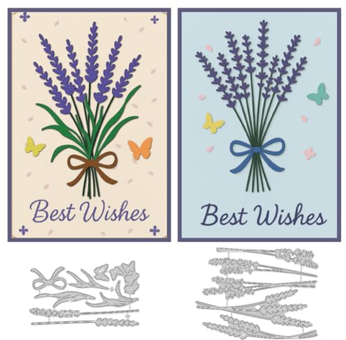 DELORIGIN Lavendel Stanzformen Blumen Kartenherstellung Stanzschablone Scrapbooking Prägevorlage Stanzformen Für Grußkarten Bastelalbum Einladungsdekor