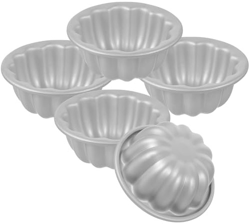 TOBBOMEY 5 pezzi Stampi per Dolci in Alluminio ad Alta Resistenza Teglie Riutilizzabili per Cupcake e Mini Torte Resistente al Calore e Facile da Pulire per Forno e Feste