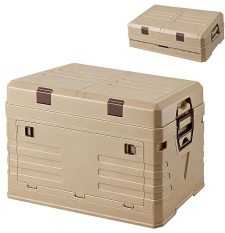 solarplay Caja de almacenamiento plegable de 60L con tapa, caja plegable extra grande con marco reforzado, que ahorra espacio al plegarse para coche, camping, hogar y jardín (57.5 x 22 x 40.5 cm)