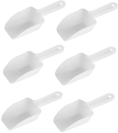 jojofuny 6 pièces Lot de Pelles à Glace Plastique Blanc avec Poignée Ergonomique Fond Plat pour Cuisine Bars et Buffets Ustensiles Polyvalents avec Surface Lisse Facile à Nettoyer