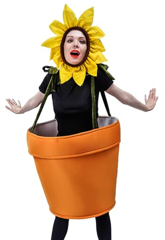 Flower Pot Clothes for Adults - Sunflower Cosplay Dress, Sunflower Costume, Christmas Plant Costume, Party Clothing | Cosplay Outfits for Men Costume From Cel
