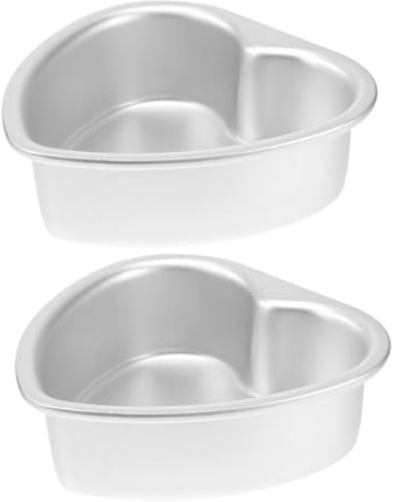 SHOWERORO 2 piezas Molde para Pastel Forma de Corazón de Moldes de Metal con Fondo Fijo de Aluminio para Hornear DIY y Uso Seguro