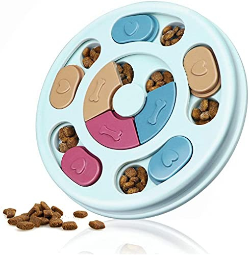 Juguetes de rompecabezas para perros, juego interactivo, dispensador de golosinas para perros, entrenamiento divertido, alimentación lenta, diseño ABS para ayudar a la digestión de las mascotas