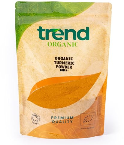 Trend Organic Turmeric Powder, 100g - Versatile Kitchen Essential, Ideal Spice for Baking and Cooking with Earthy Flavour, Certified Organic, Vegan, Non-GMO, No Additives No Preservatives, Raw