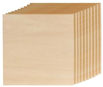 Unfinished Wood 10 láminas de madera tilo, contrachapado, sin acabado, finas, for corte y grabado láser for adornos DIY