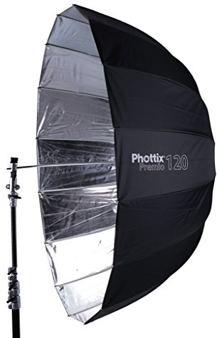 Phottix Premio PH85373 Parabolschirm, reflektierend, 120 cm, innen silberfarben und außen schwarz