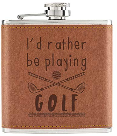 Je voudrais plutôt Be Playing Golf 6oz Cuir synthétique Pu Flasque Marron