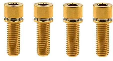 Yaruijia Titanschraube M7 x 20 mm M7 x 25 mm Innensechskantschrauben mit Unterlegscheibe für Fahrradteile, 4 Stück (M7 x 25 mm, Gold)