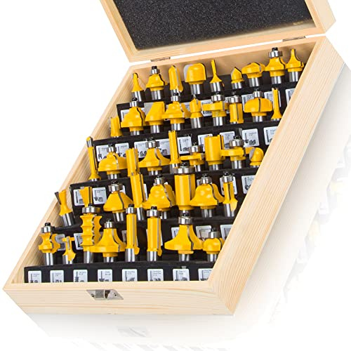 TAIWAIN 1/2 Shank Router Bit 41 PCS Frame Crown Mitered Door & Drawer Panel Molding Set, Woodworking Milling Cutters, Miter Wood Cabinet Router Bits Sets Cutter for Doors, Tables, Shelves(F-LE2)