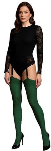 JUST BEAUTY TOUCH 60 Denier Opaque Stockings Plain 12 Colours Size Regular and Plus for Suspender Belt Size S - XXXL (XL/XXL, ForestGreen)