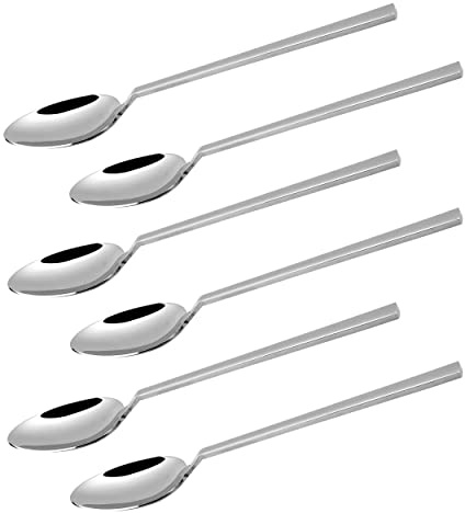 CAMRI Spoon Set – Dinner Spoons Set of 6, Stainless Steel, Cutlery Spoons, Dessert Spoons, Mirror Polish, Silver, Dishwasher Safe, 20 cm / 8 in (C62)