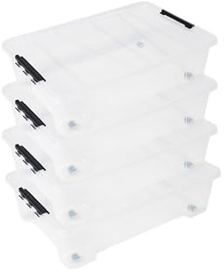 Ondis24 Unterbettbox Jolly mit Deckel und Rollen, Rollbox 25 L, Spielzeugkiste, Kiste stapelbar, Aufbewahrungsbox transparent (4)