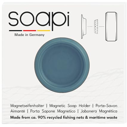Soapi - Schwebender Seifenhalter Magnet zum Kleben - Wand Magnethalter für Seife - Ablage Seifenschale Magnetseifenhalter ohne Bohren/Saugnapf (1, Petrol)