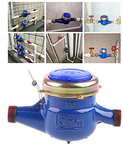 Wasserzähler, 15 mm, Kaltwasserzähler mit Armaturen für Garten und Zuhause