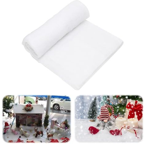 RANJIMA Manta de nieve artificial para Navidad, 80 x 240 cm, gruesa, suave, decoración navideña, manta de nieve, nieve artificial para árbol de Navidad, pantallas de pueblo de invierno, camino de mesa