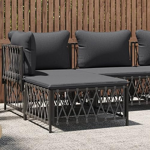 Iiaky Gartenhocker mit Kissen Hocker Outdoor Garten Hocker FüR Draussen Sitzhocker Outdoor Anthrazit Gewebe